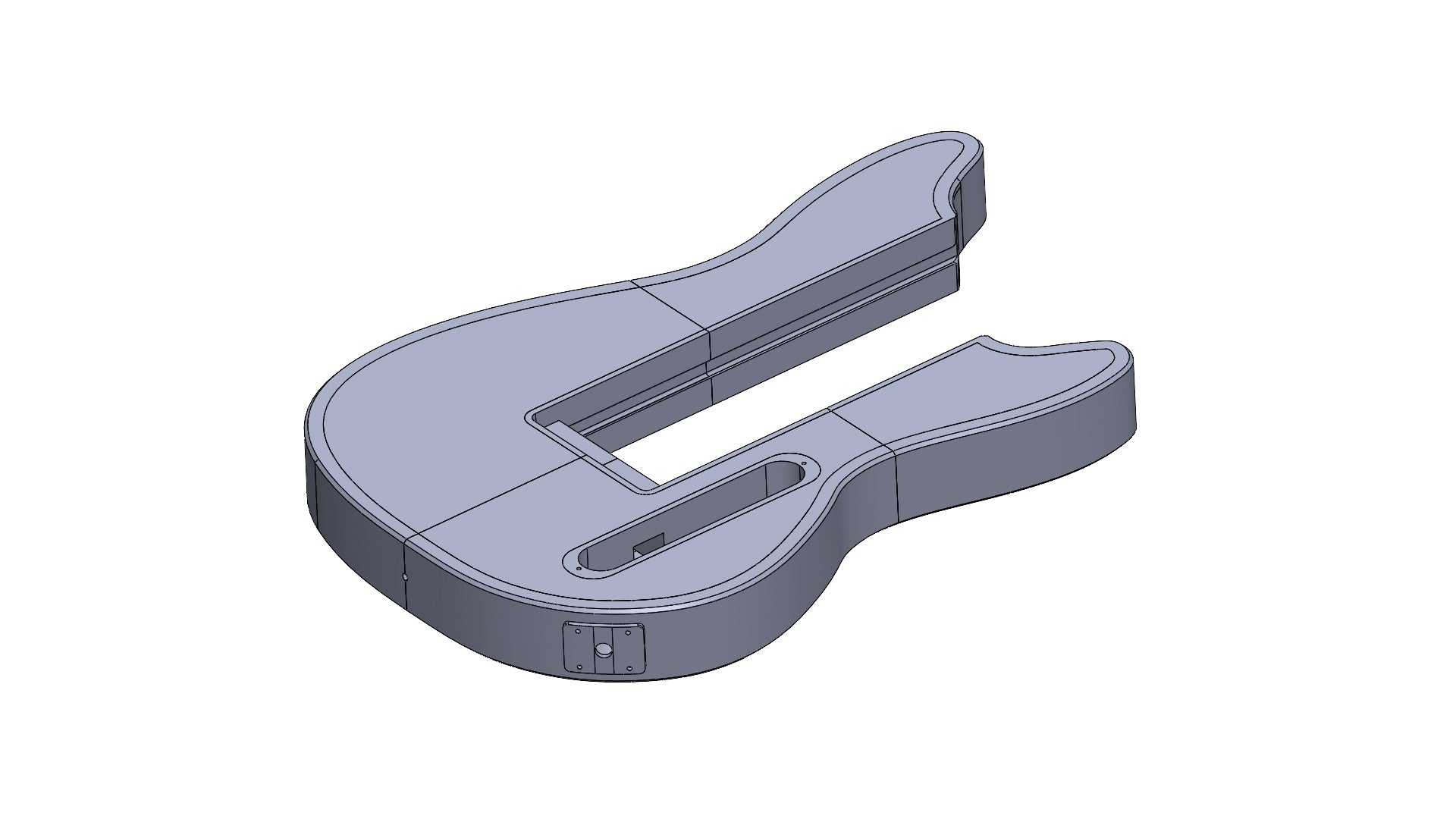 Modular 3D printed Mustang-Style guitar digital files STL and 3mf with solid pattern