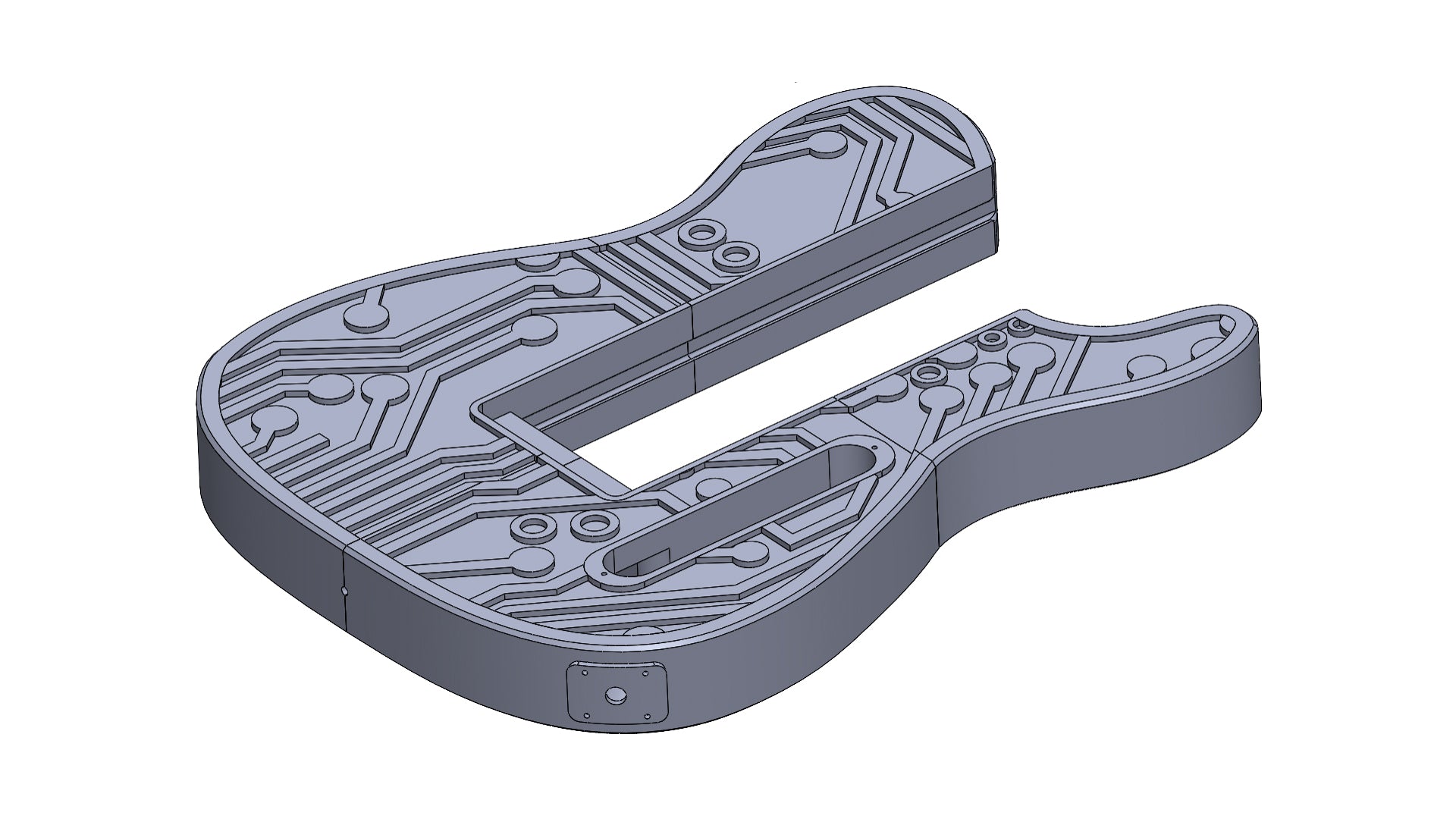 Modular 3D printed Tele-Style guitar digital file STL with circuit board pattern