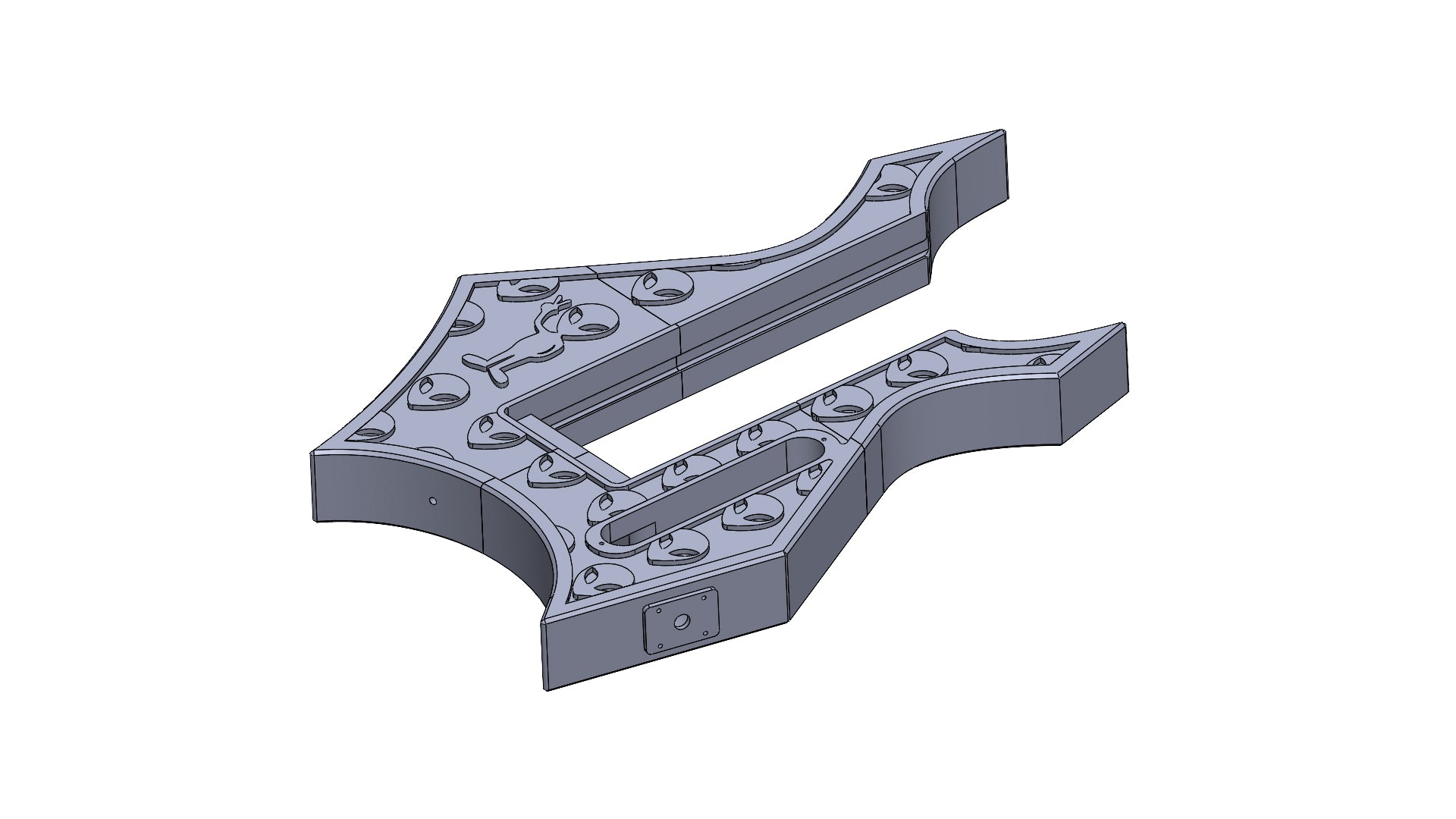 Modular 3D printed Warlock-Style guitar digital file STL with alien pattern