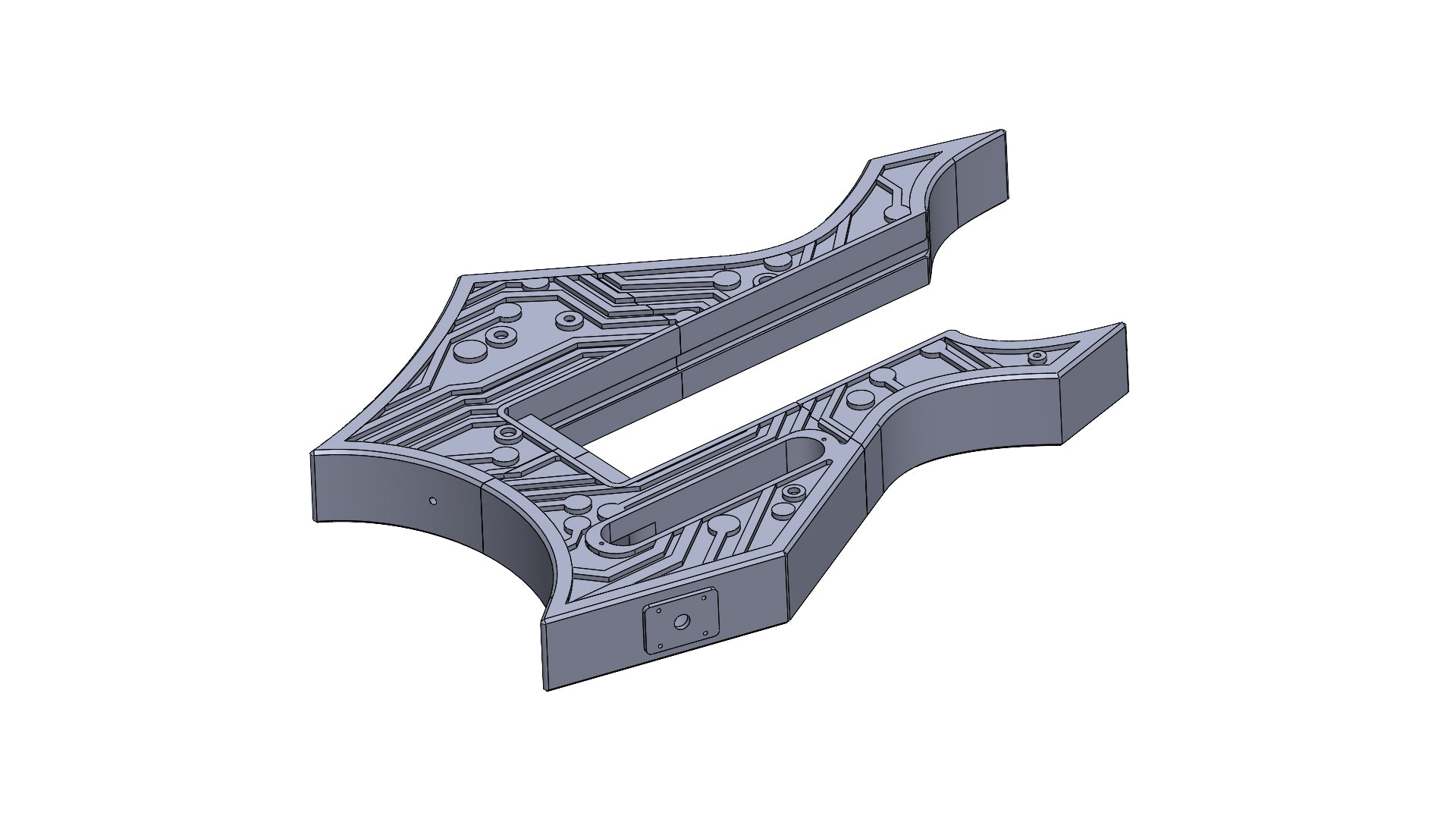 Modular 3D printed Warlock-Style guitar digital file STL with circuit board pattern