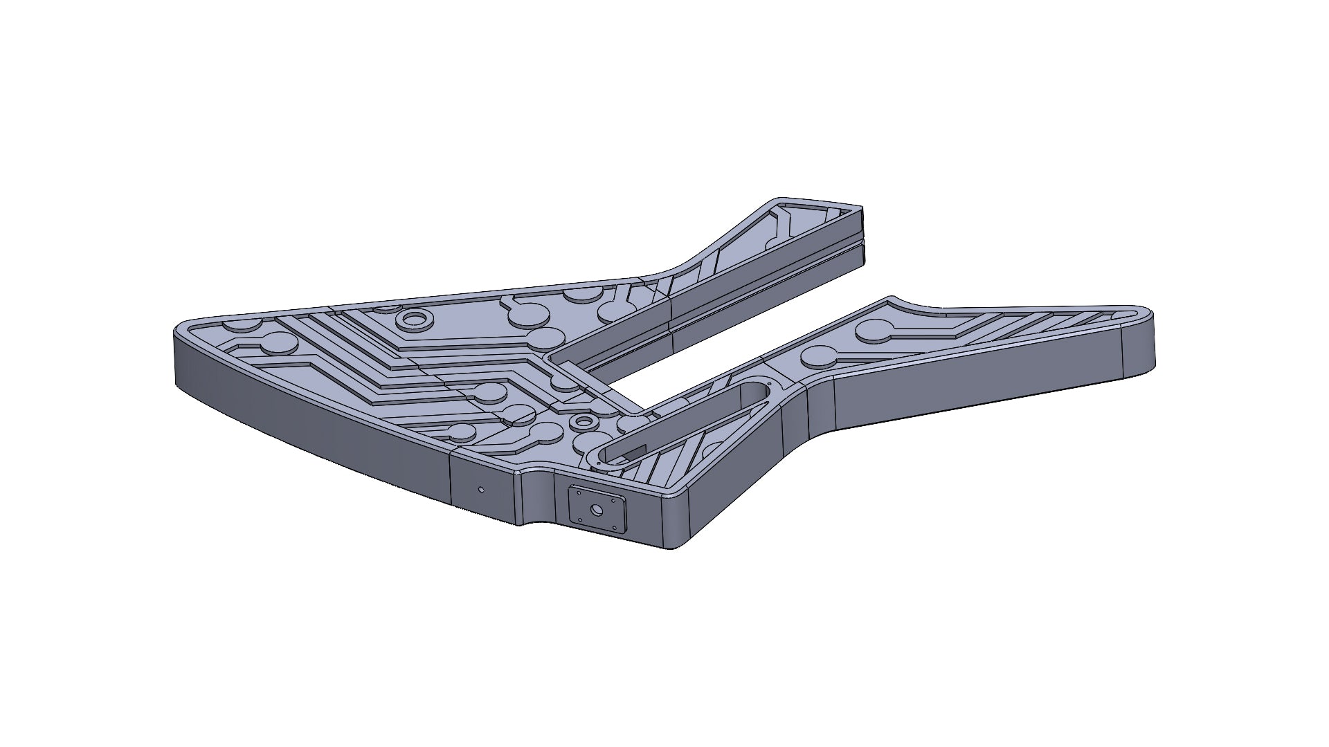 Modular 3D printed Explorer-Style guitar digital files STL and 3mf with circuit board pattern