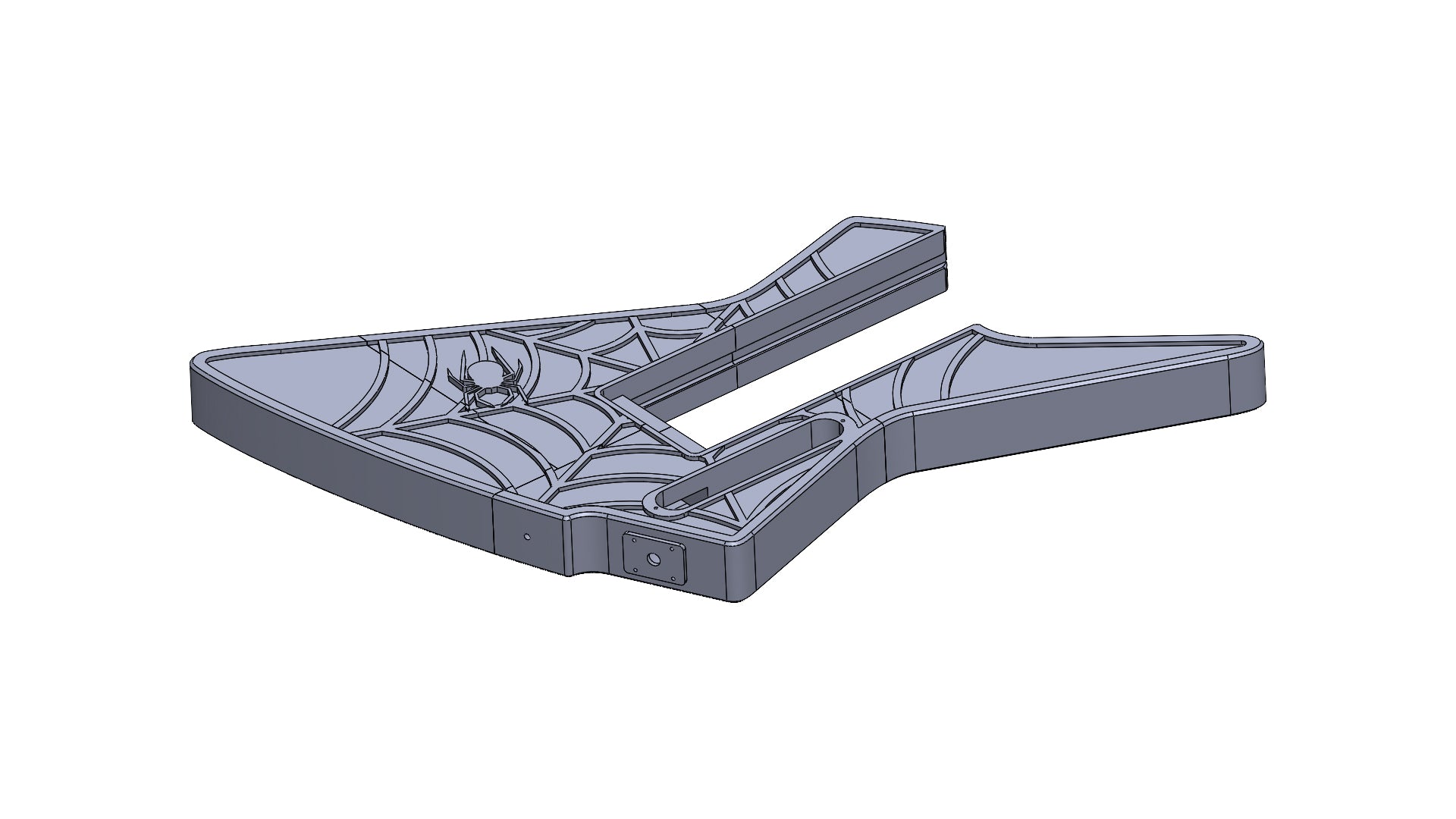 Modular 3D printed Explorer-Style guitar digital files STL and 3mf with spider web pattern
