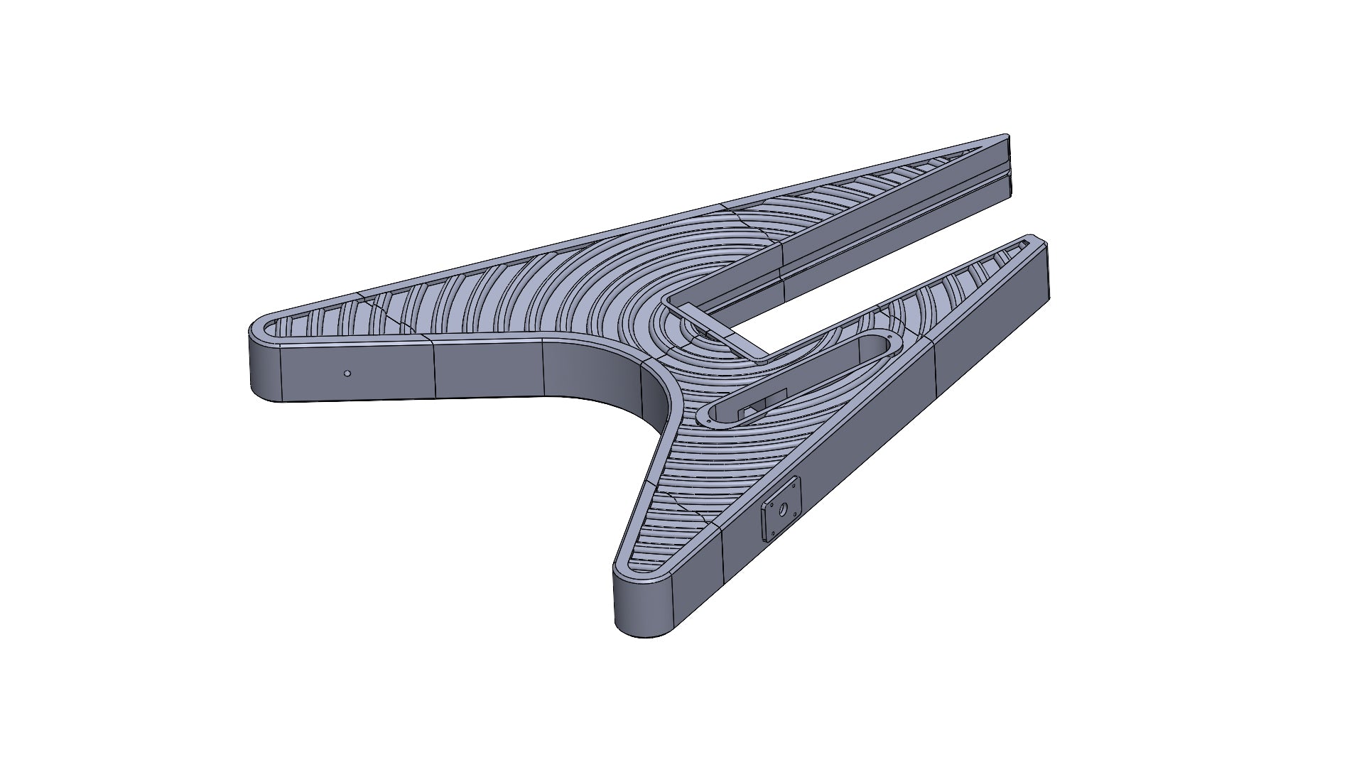 Modular 3D printed Flying-V-Style guitar digital files STL and 3mf with epicenter pattern