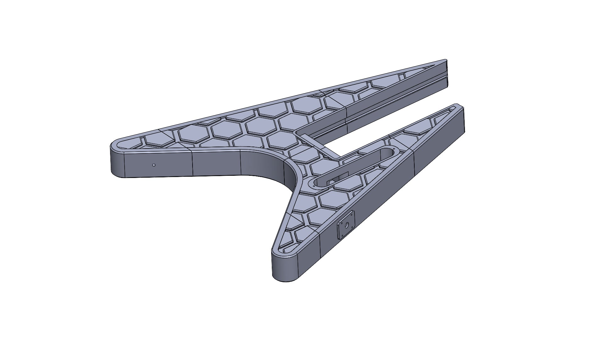 Modular 3D printed Flying-V-Style guitar digital files STL and 3mf with hex pattern