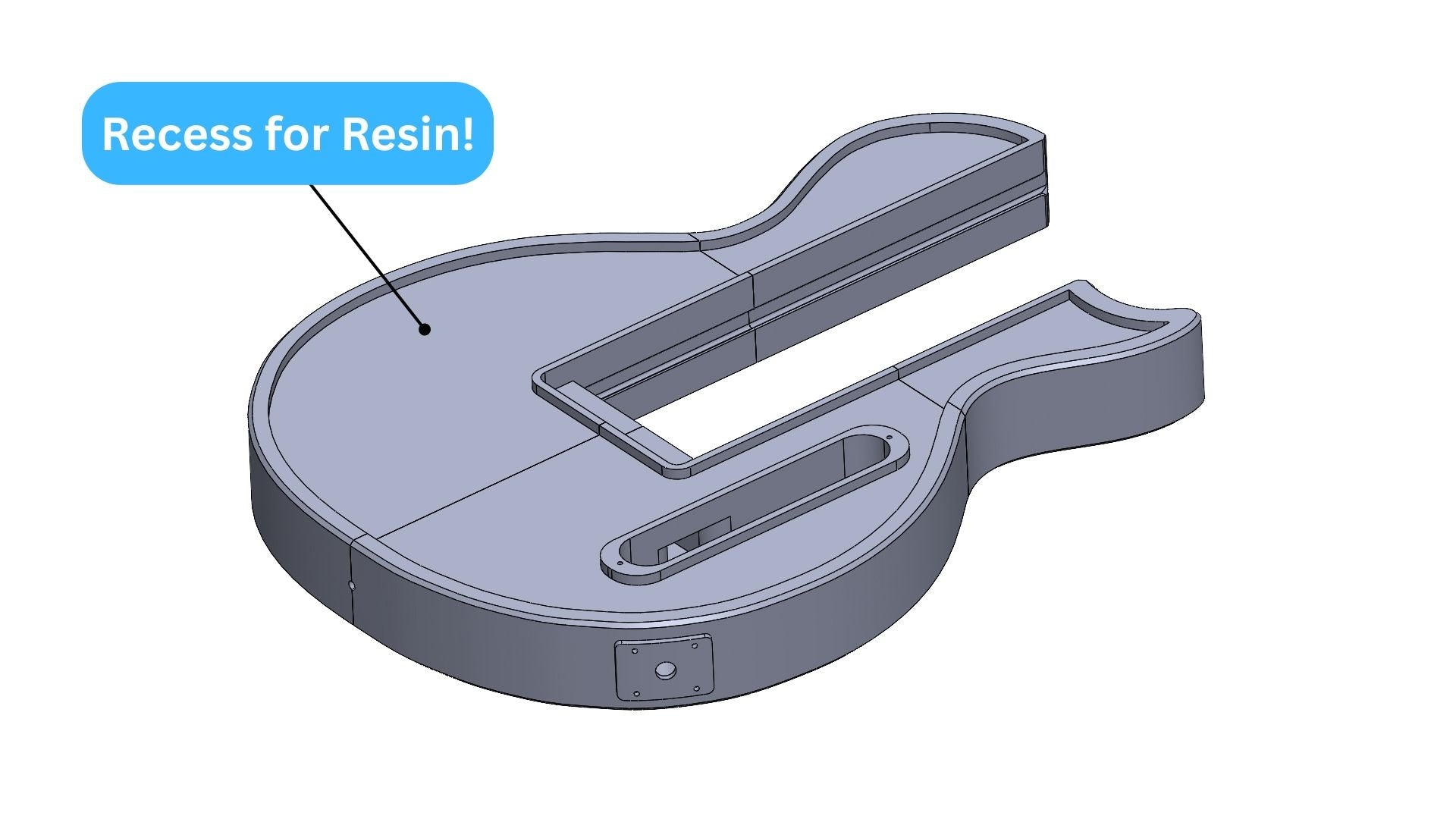 Modular 3D printed Les Paul-Style guitar digital files STL and 3mf with recess for resin epoxy pattern