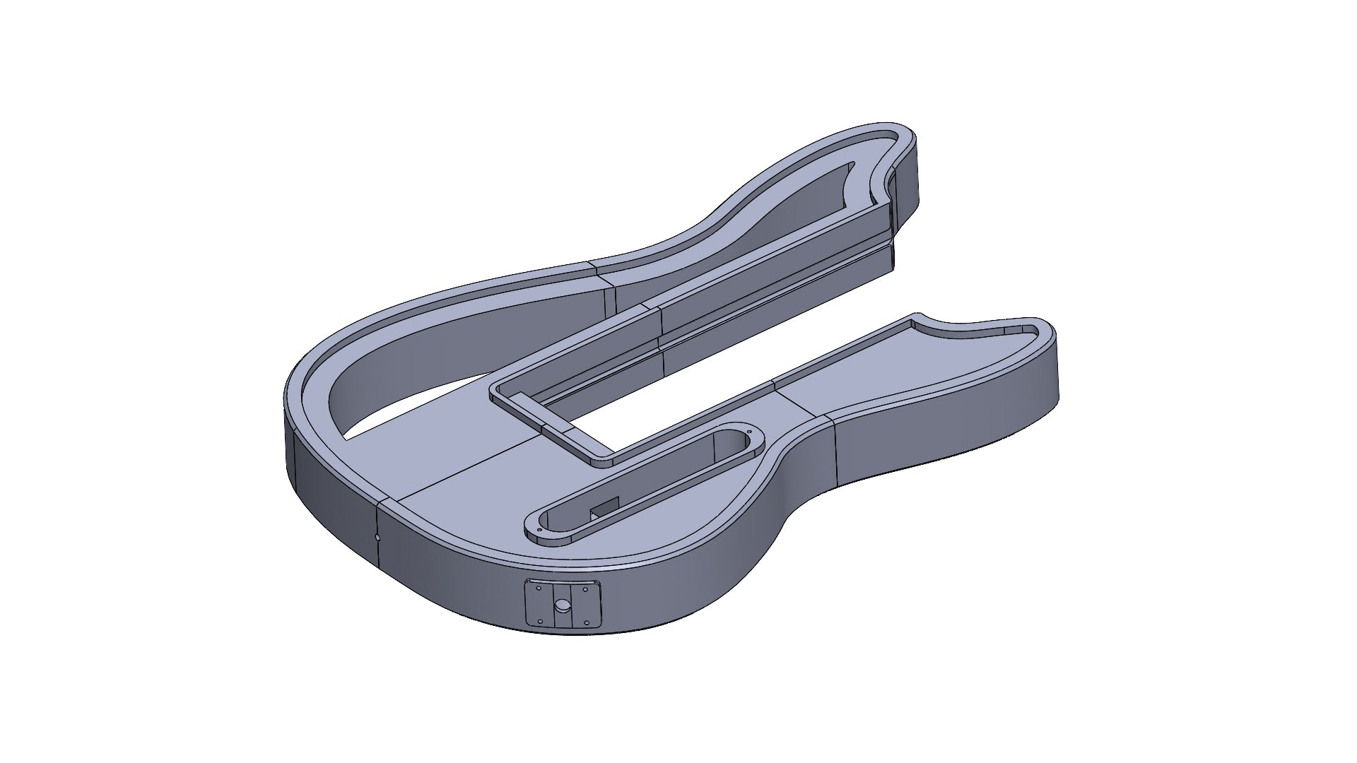 Modular 3D printed Mustang-Style guitar digital files STL and 3mf with hollow pattern