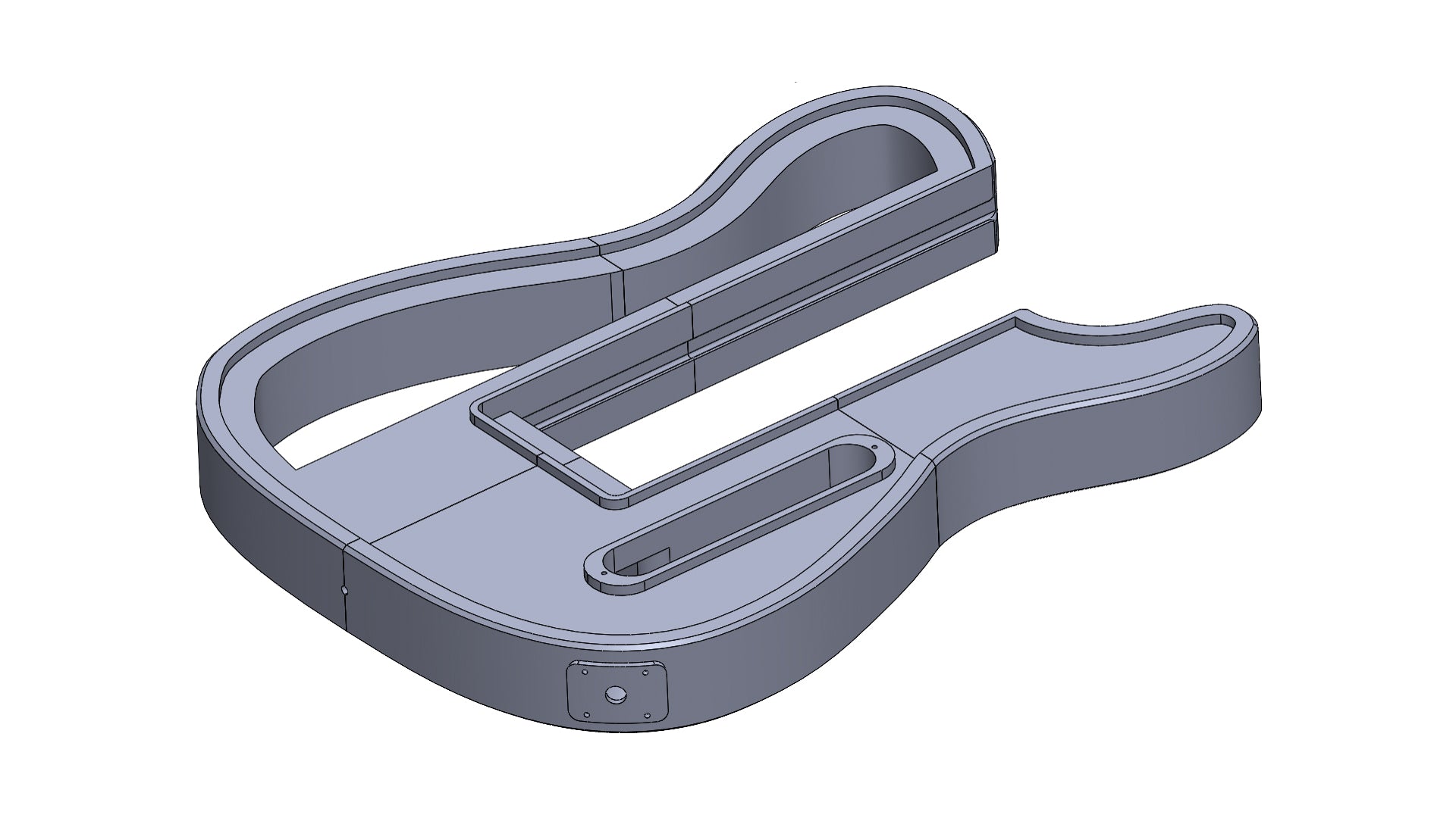 Modular 3D printed Tele-Style guitar digital file STL with hollow body