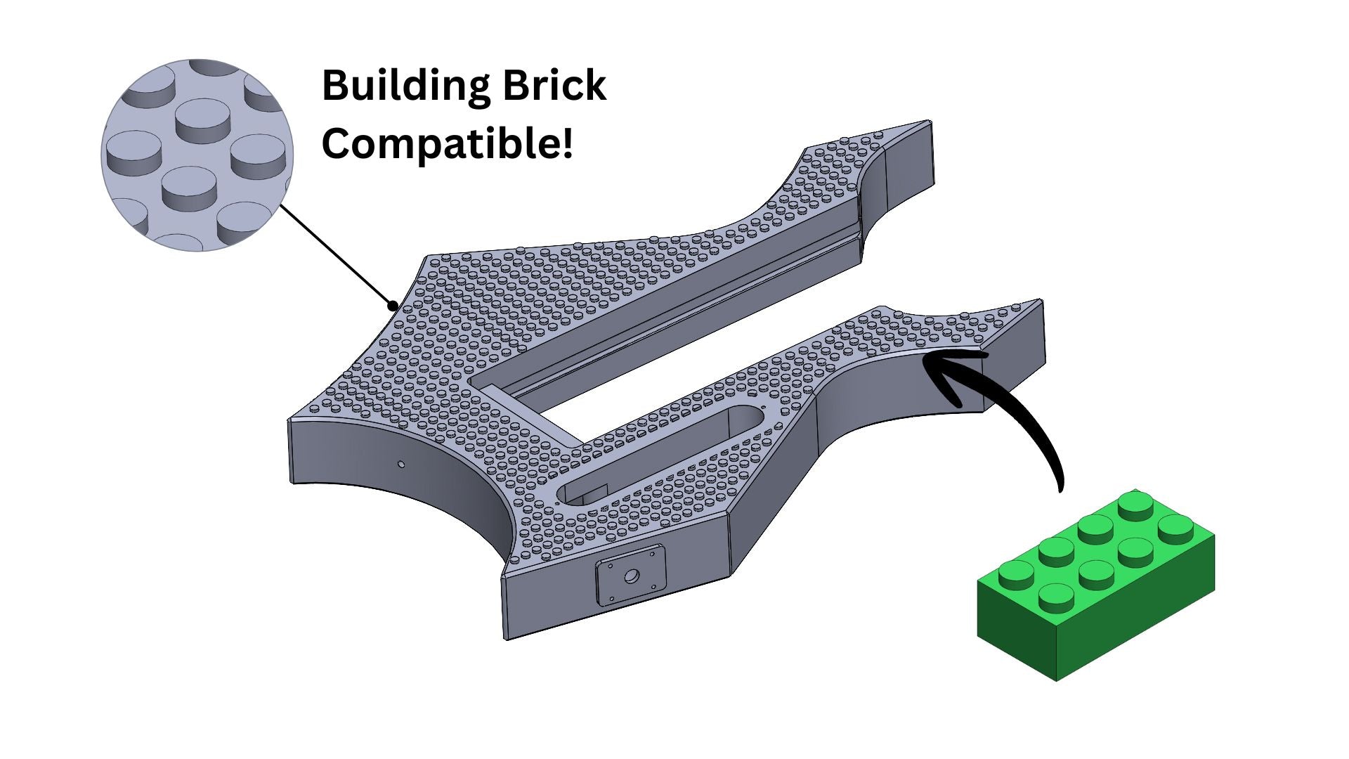 Modular 3D printed Warlock-Style guitar digital file STL with lego compatible building block pattern