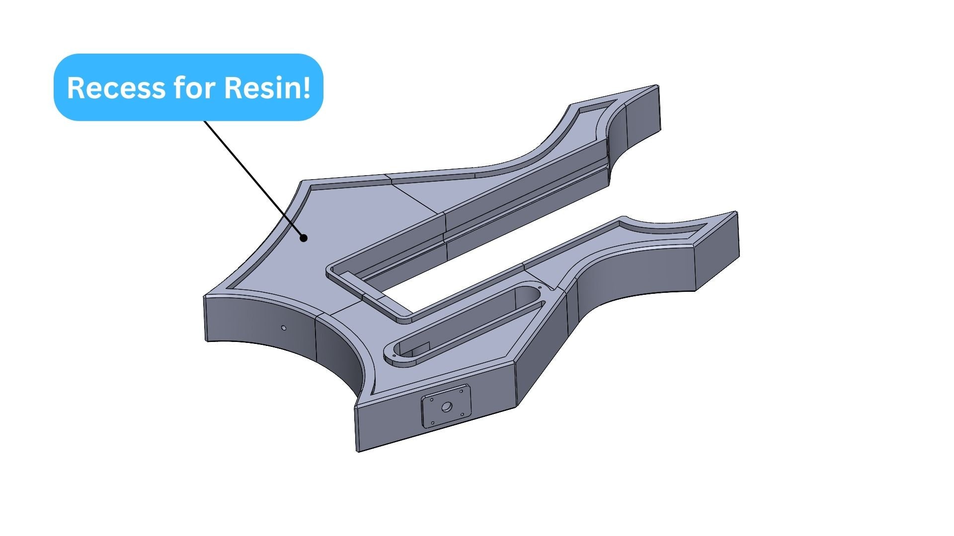 Modular 3D printed Warlock-Style guitar digital file STL with recess for resin epoxy pattern