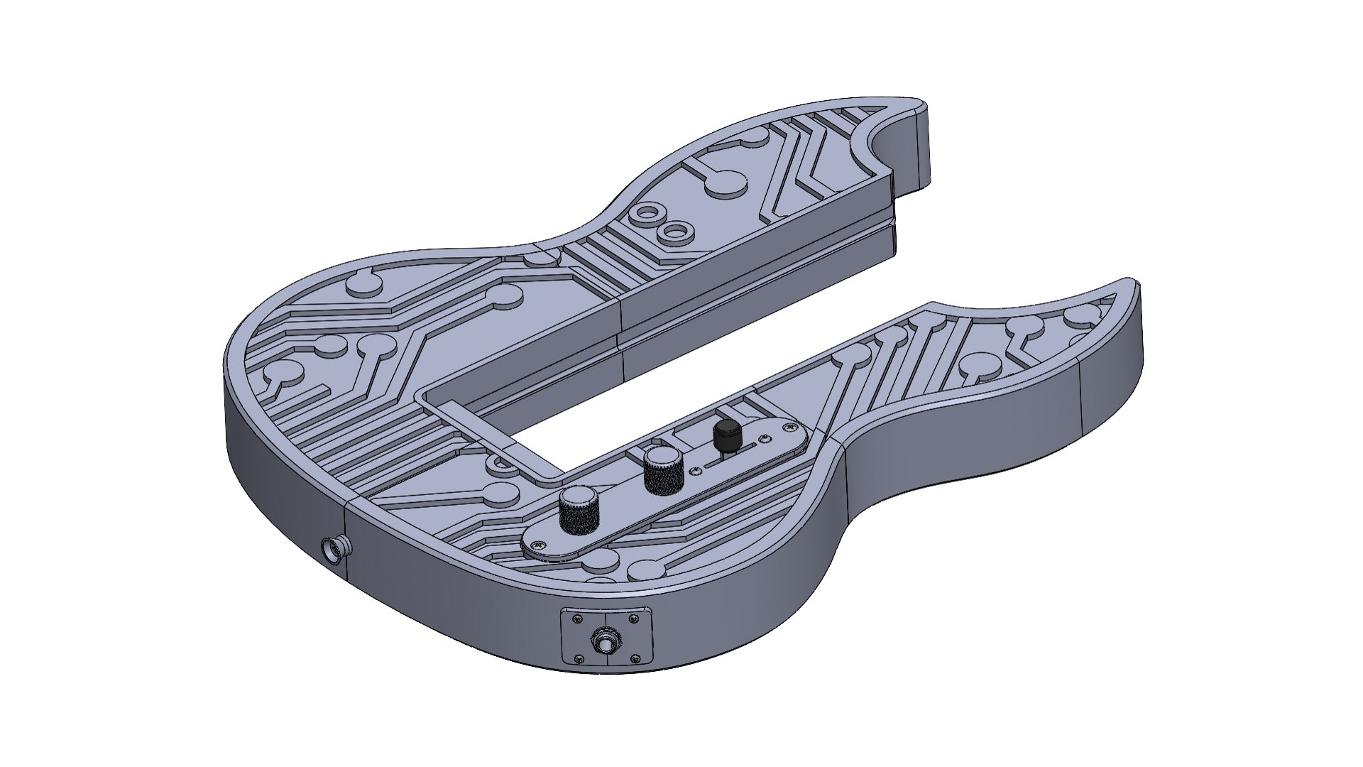 Modular 3D printed SG-Style guitar kit with circuit board pattern