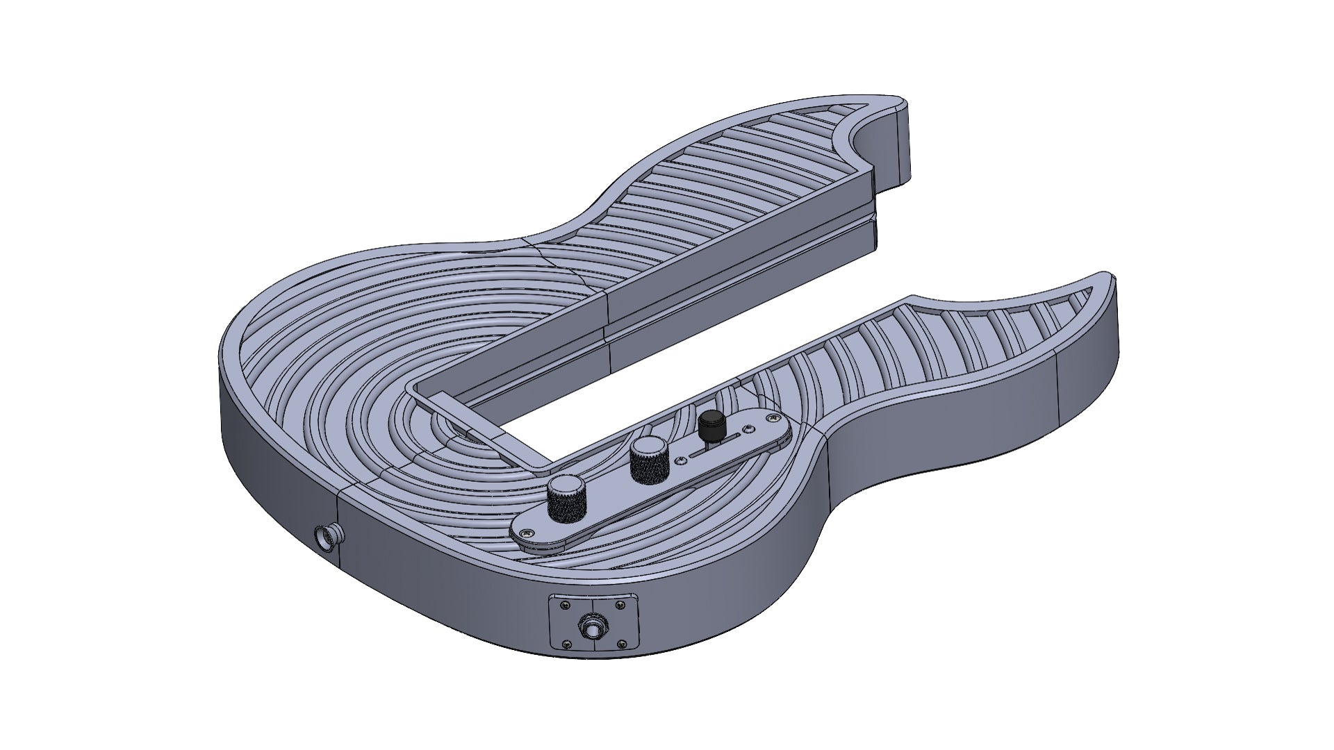 Modular 3D printed SG-Style guitar kit with epicenter pattern