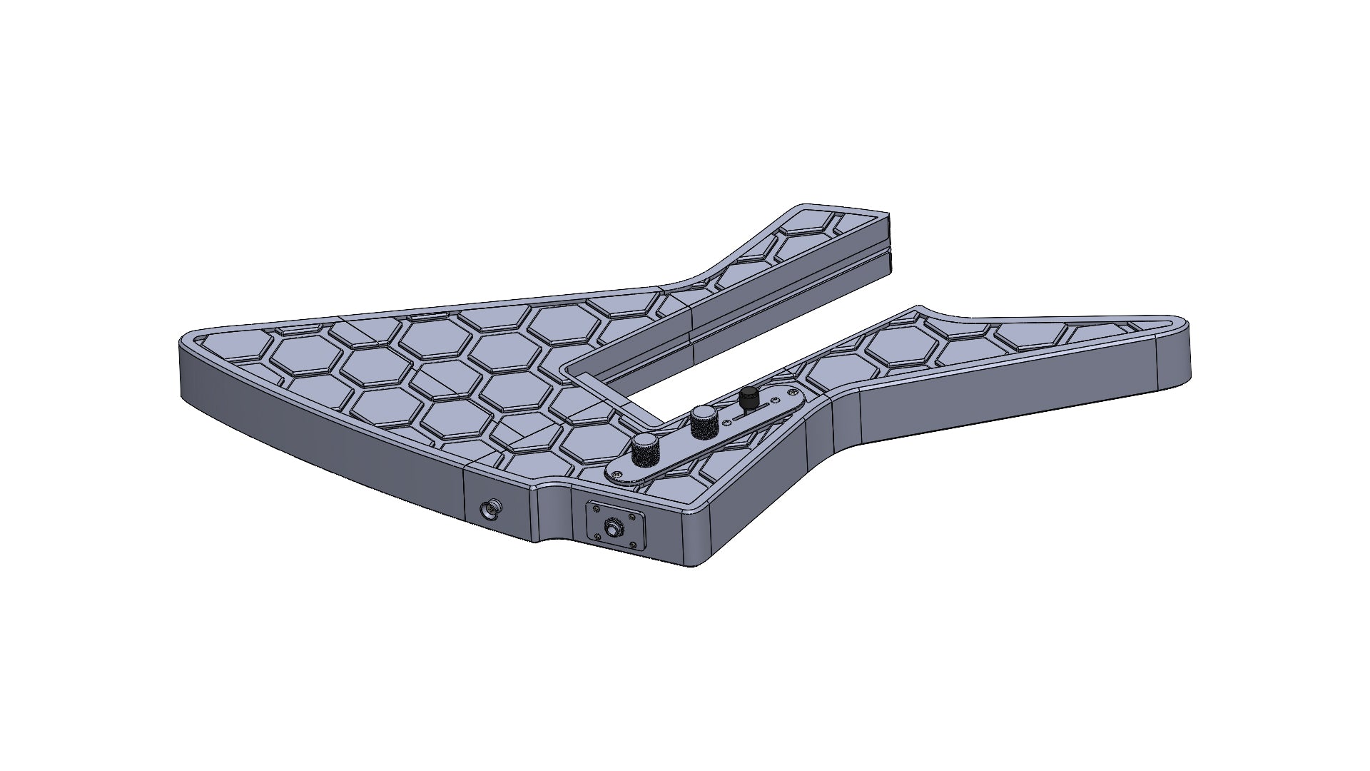Modular 3D printed Explorer-Style guitar kit with hex pattern
