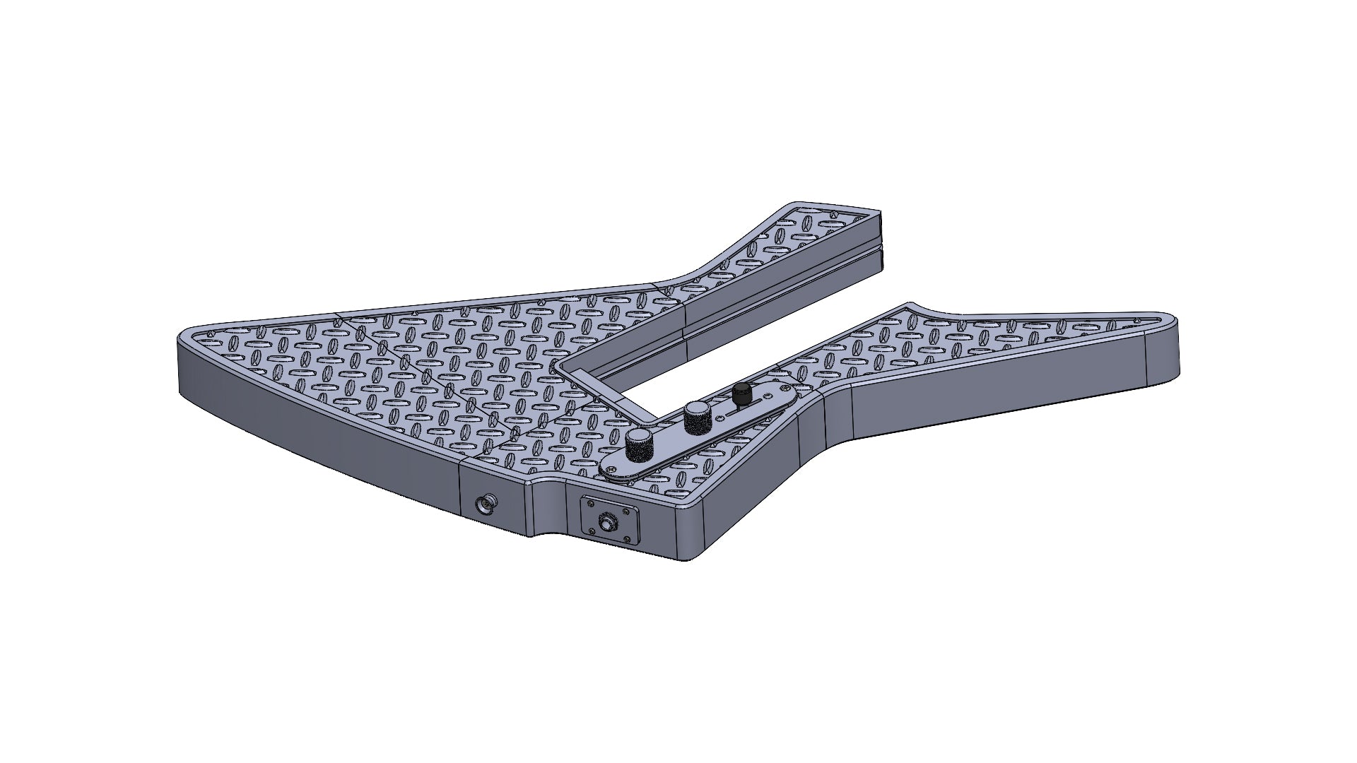 Modular 3D printed Explorer-Style guitar kit with diamond plate toolbox pattern