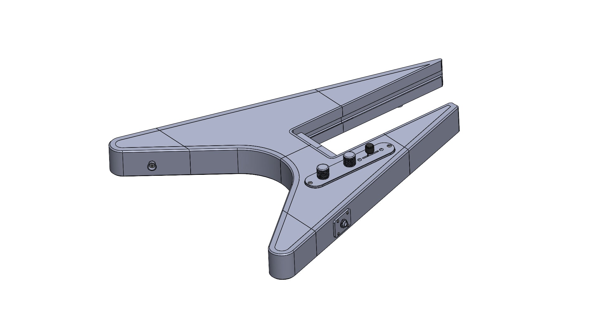 Modular 3D printed Flying-V-Style guitar kit with solid pattern