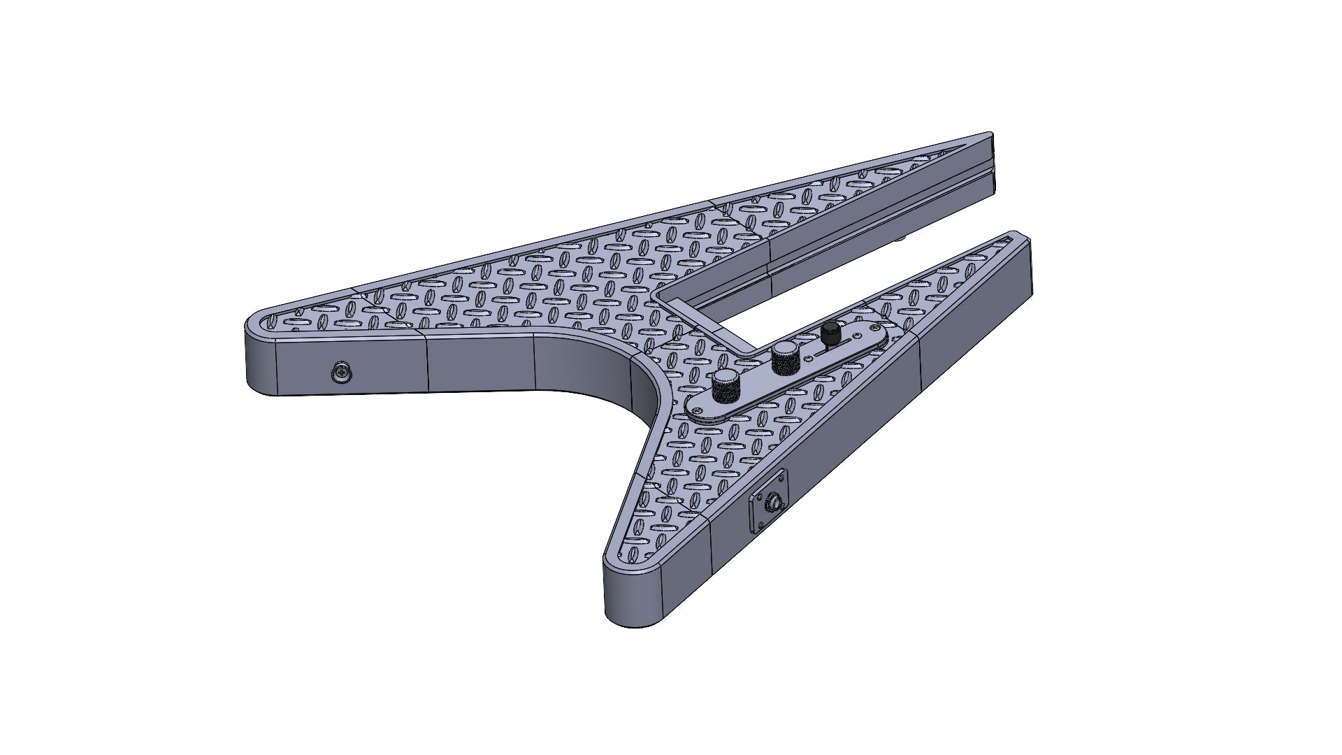 Modular 3D printed Flying-V-Style guitar kit with diamond plate toolbox  pattern